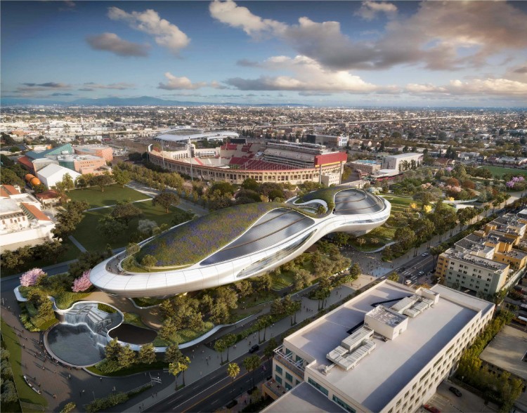 Lucas-Museum_aerial-rendering_courtesy of the Lucas Museum of Narrative Art